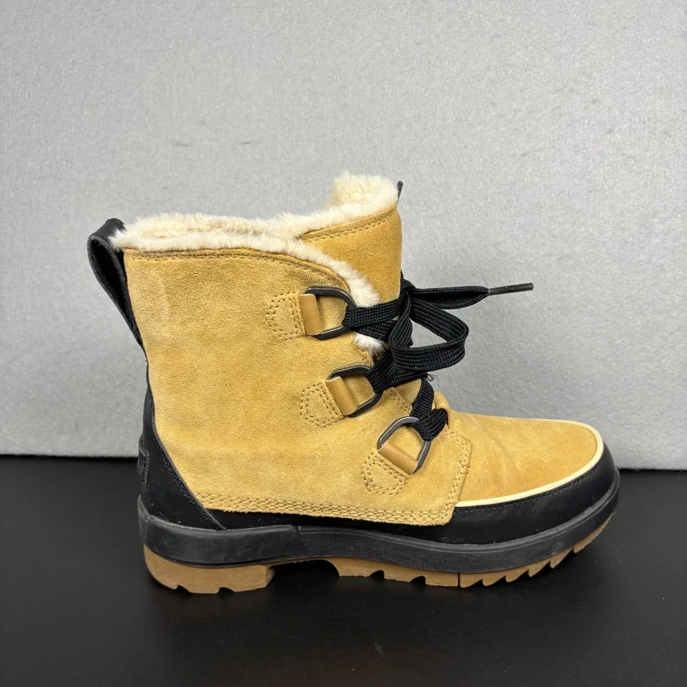 Sorel Tivoli IV Womens 8.5 Winter Boots Tan Suede Waterproof Snow Faux Fur